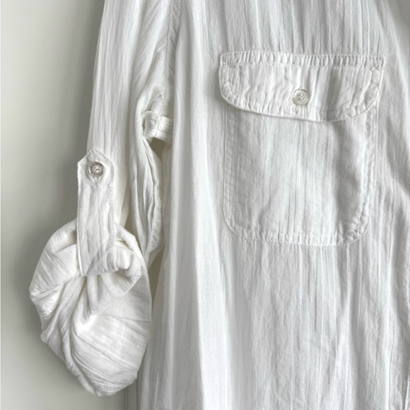 NEW Lauren Ralph Lauren White Cotton Button Down Blouse Shirt Roll Tab | Large - Picture 6 of 8